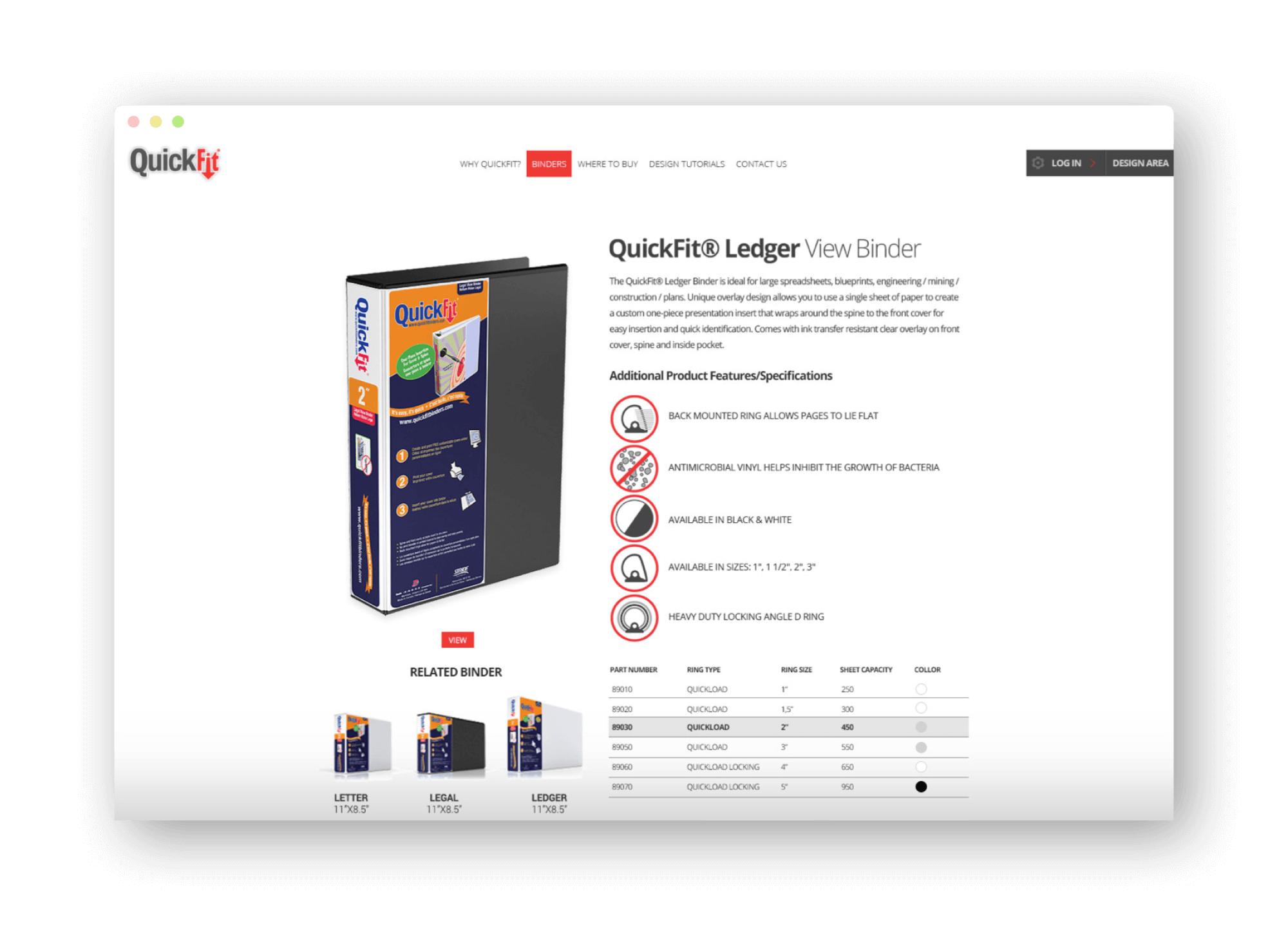 Binder product pages