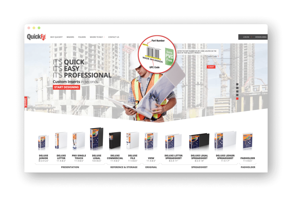 Quick code functionality on website